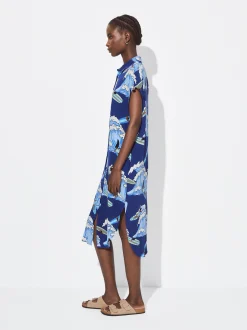 PARFOIS Vestido Camisero Estampado Azul Discount