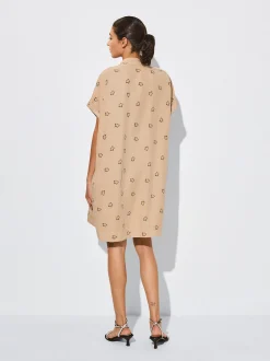 PARFOIS Vestido Camisero Estampado Beige Cheap