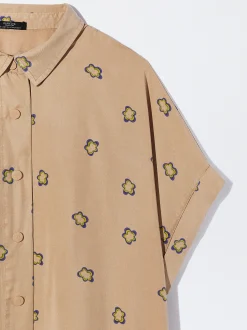 PARFOIS Vestido Camisero Estampado Beige Cheap