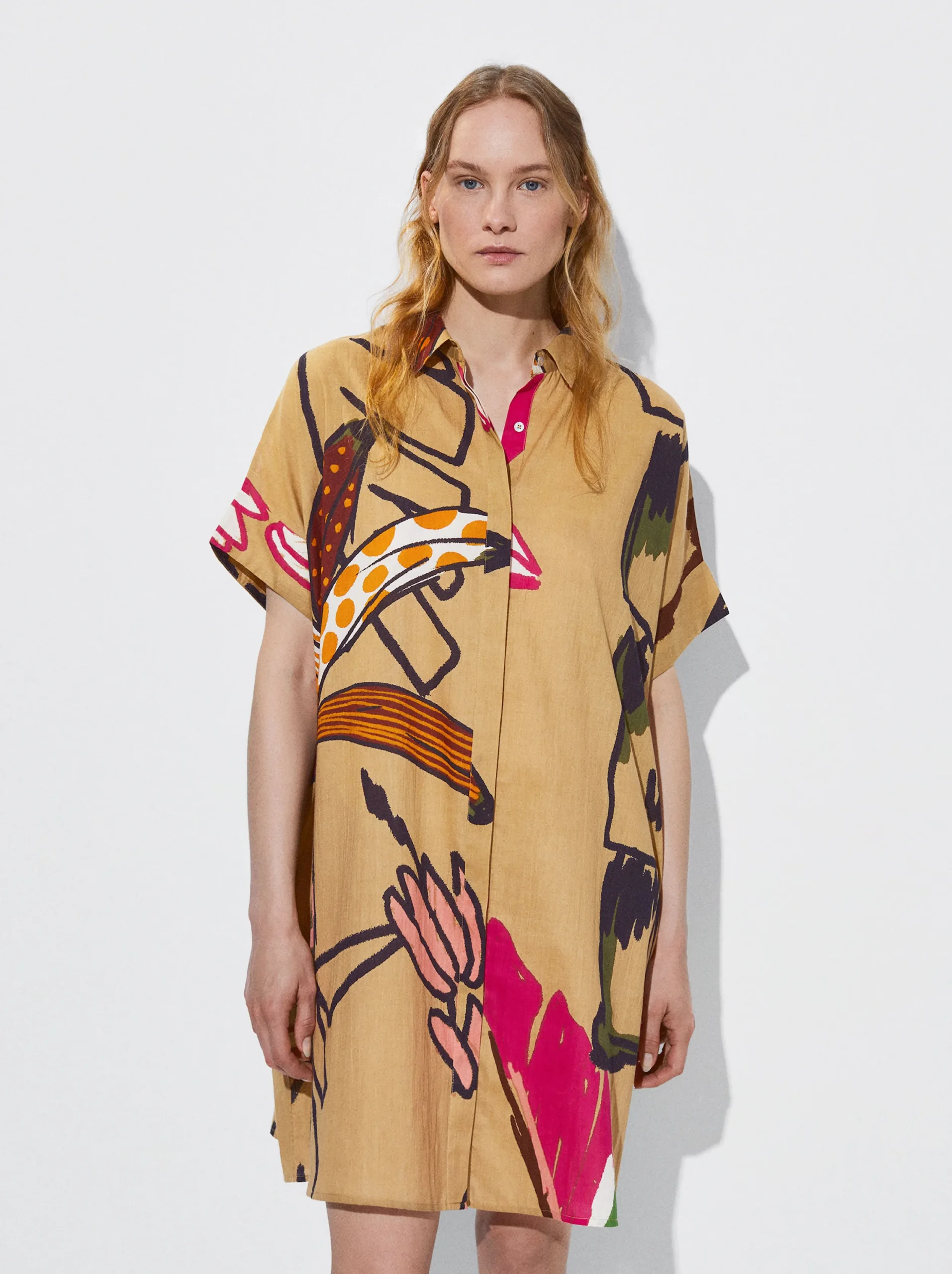 PARFOIS Vestido Camisero Estampado Multicor New