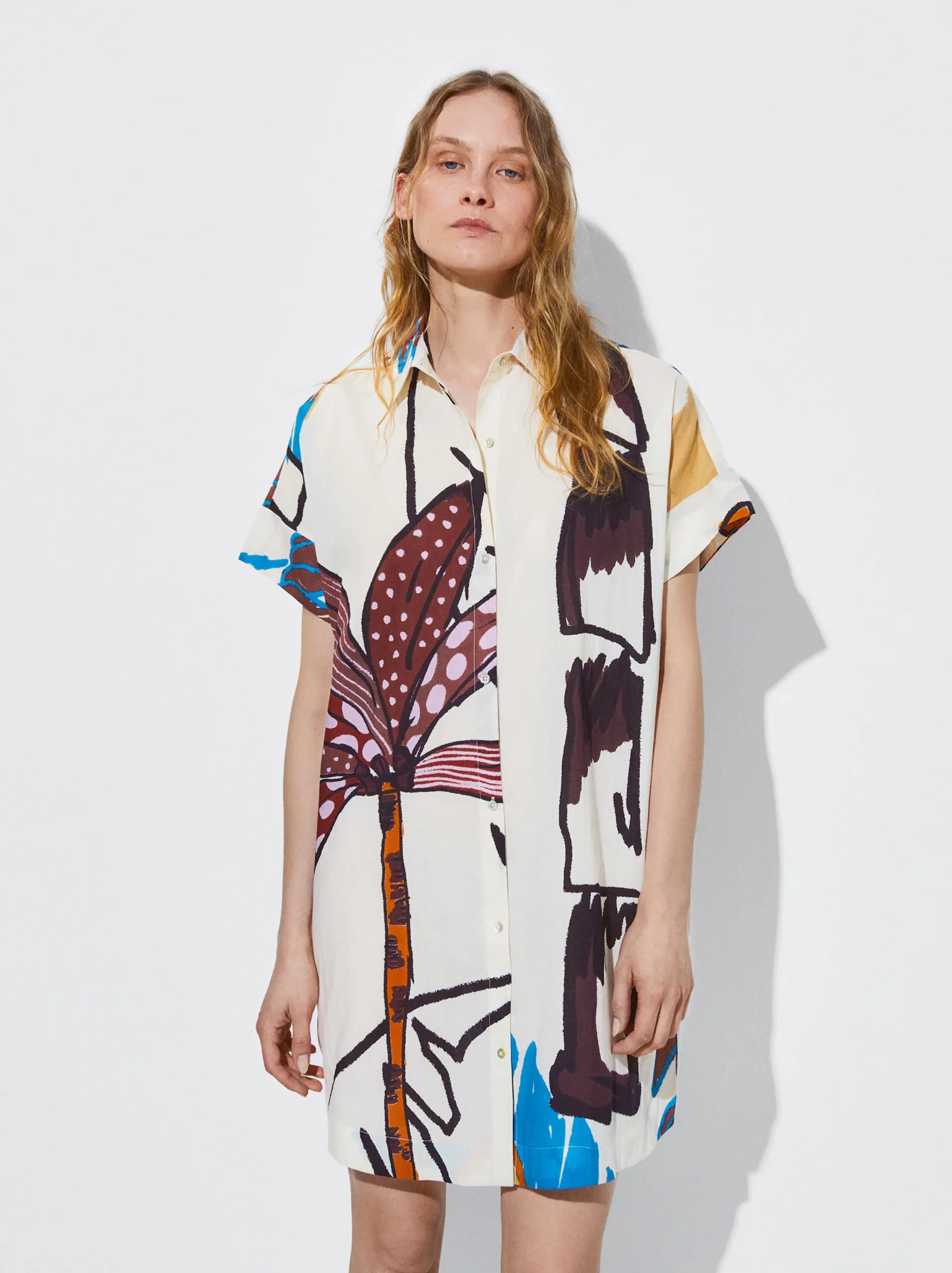 PARFOIS Vestido Camisero Estampado Multicor New