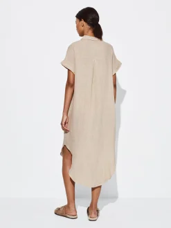 PARFOIS Vestido Camisero Lino Beige Clearance