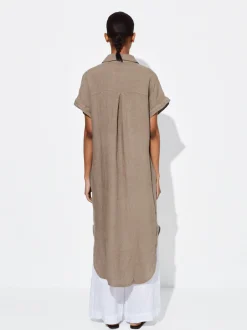 PARFOIS Vestido Camisero Lino Caqui New