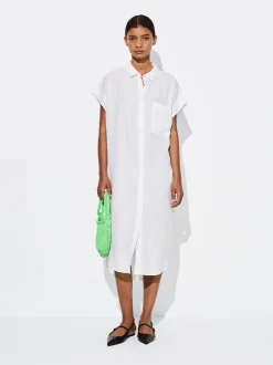 PARFOIS Vestido Camisero Lyocell Blanco Clearance