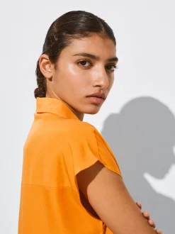 PARFOIS Vestido Camisero Lyocell Naranja Hot
