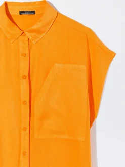 PARFOIS Vestido Camisero Lyocell Naranja Hot