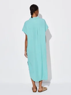 PARFOIS Vestido Camisero Lyocell Azul Clearance