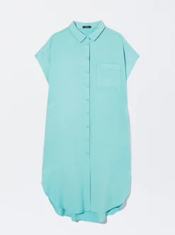 PARFOIS Vestido Camisero Lyocell Azul Clearance