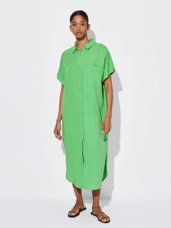 PARFOIS Vestido Camisero Lyocell Verde Shop