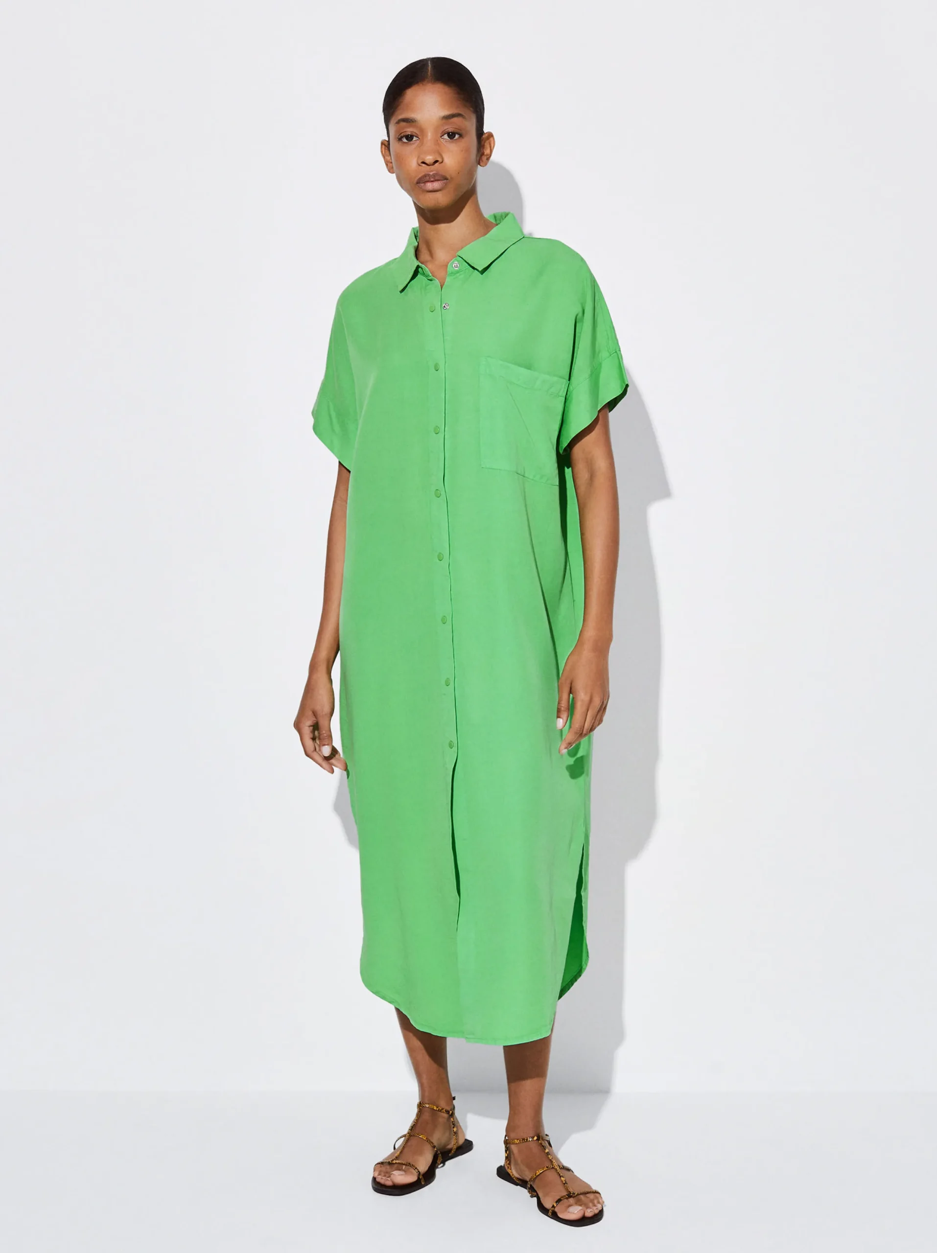 PARFOIS Vestido Camisero Lyocell Verde Shop