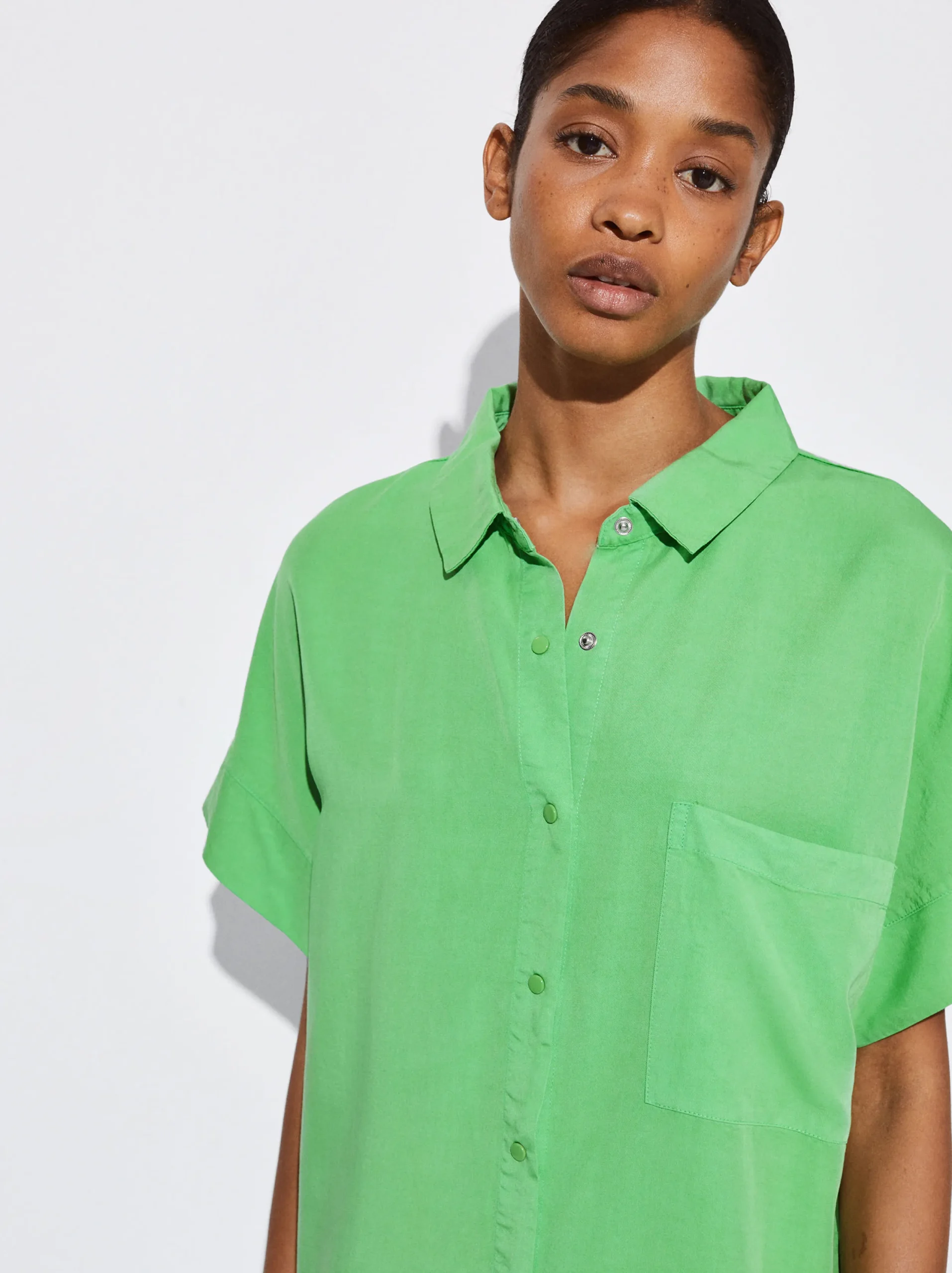 PARFOIS Vestido Camisero Lyocell Verde Shop
