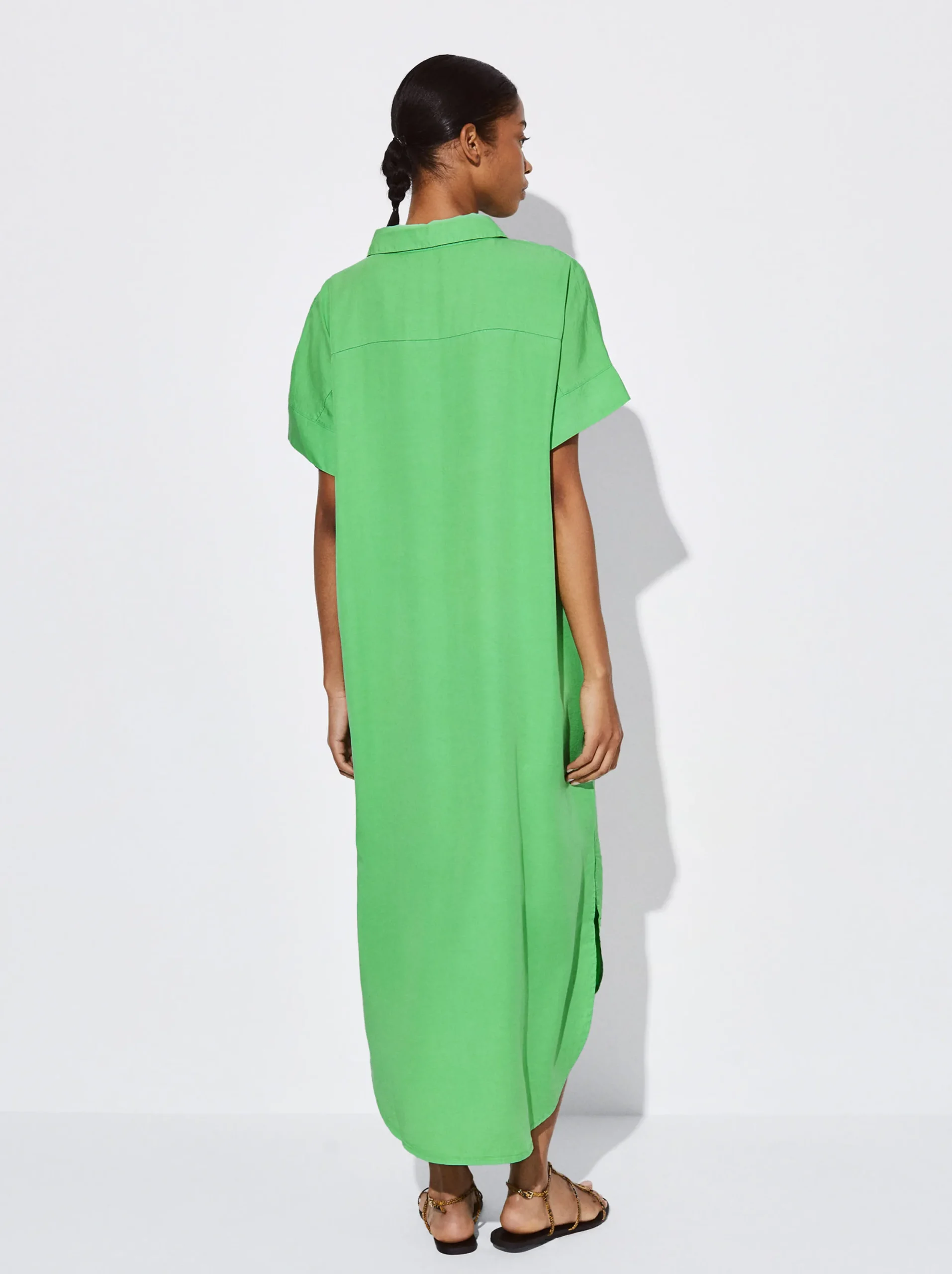 PARFOIS Vestido Camisero Lyocell Verde Shop
