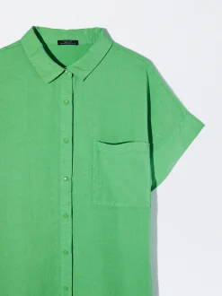 PARFOIS Vestido Camisero Lyocell Verde Shop