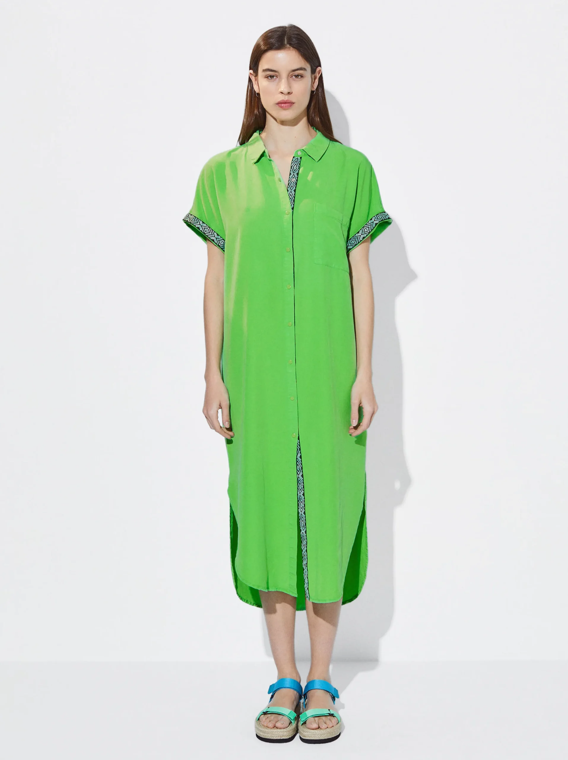 PARFOIS Vestido Camisero Lyocell Verde Best Sale