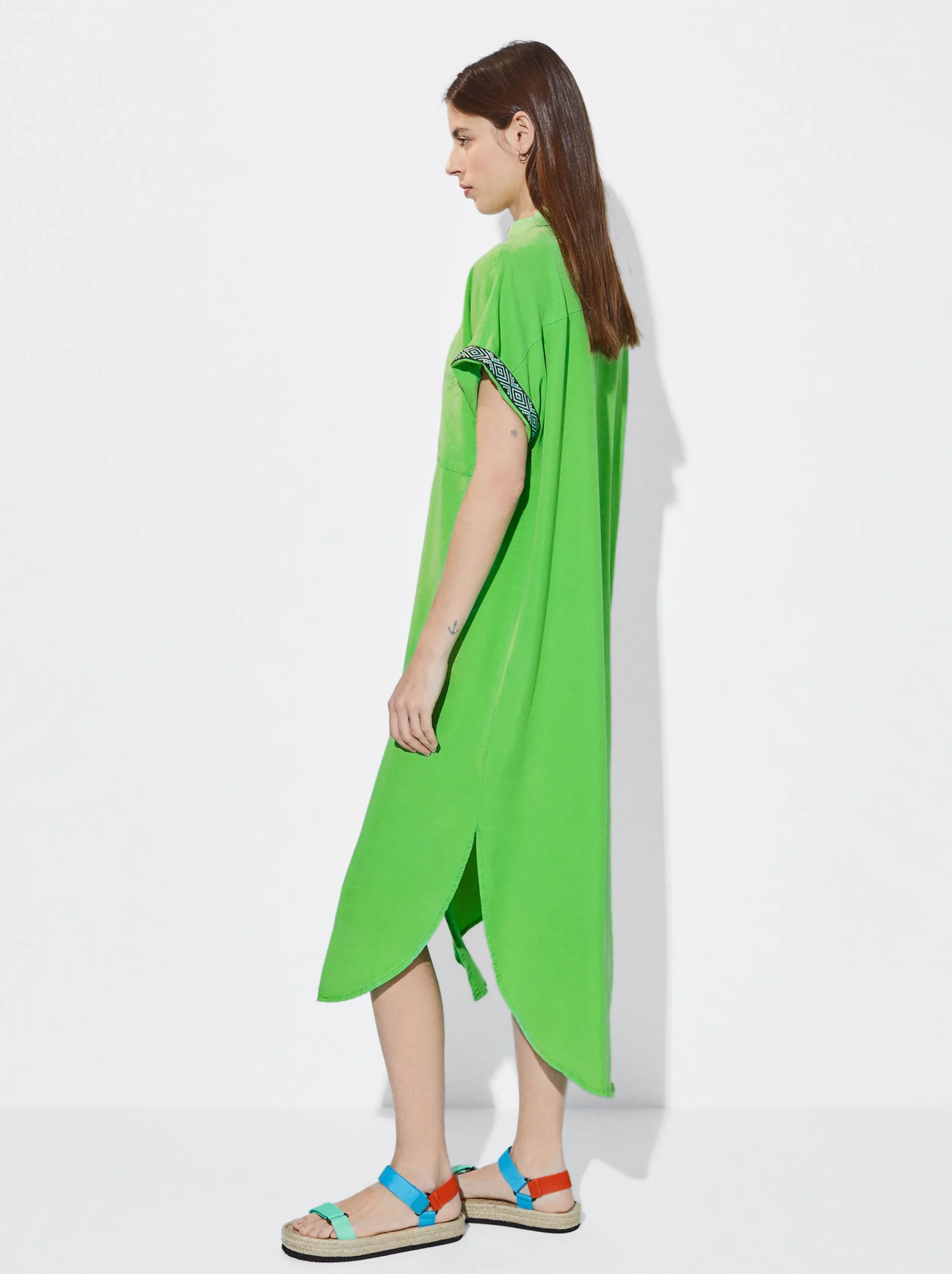 PARFOIS Vestido Camisero Lyocell Verde Best Sale