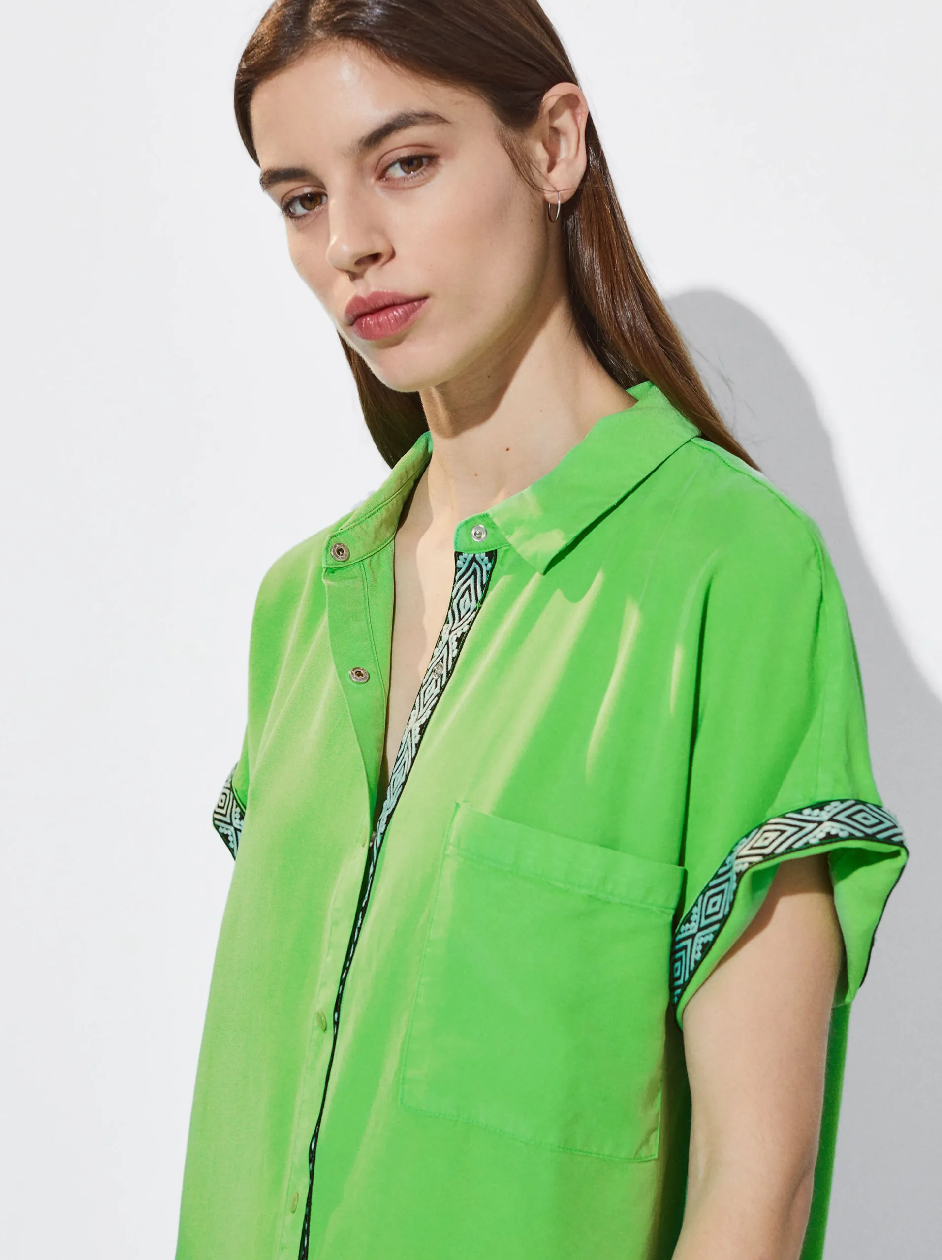 PARFOIS Vestido Camisero Lyocell Verde Best Sale