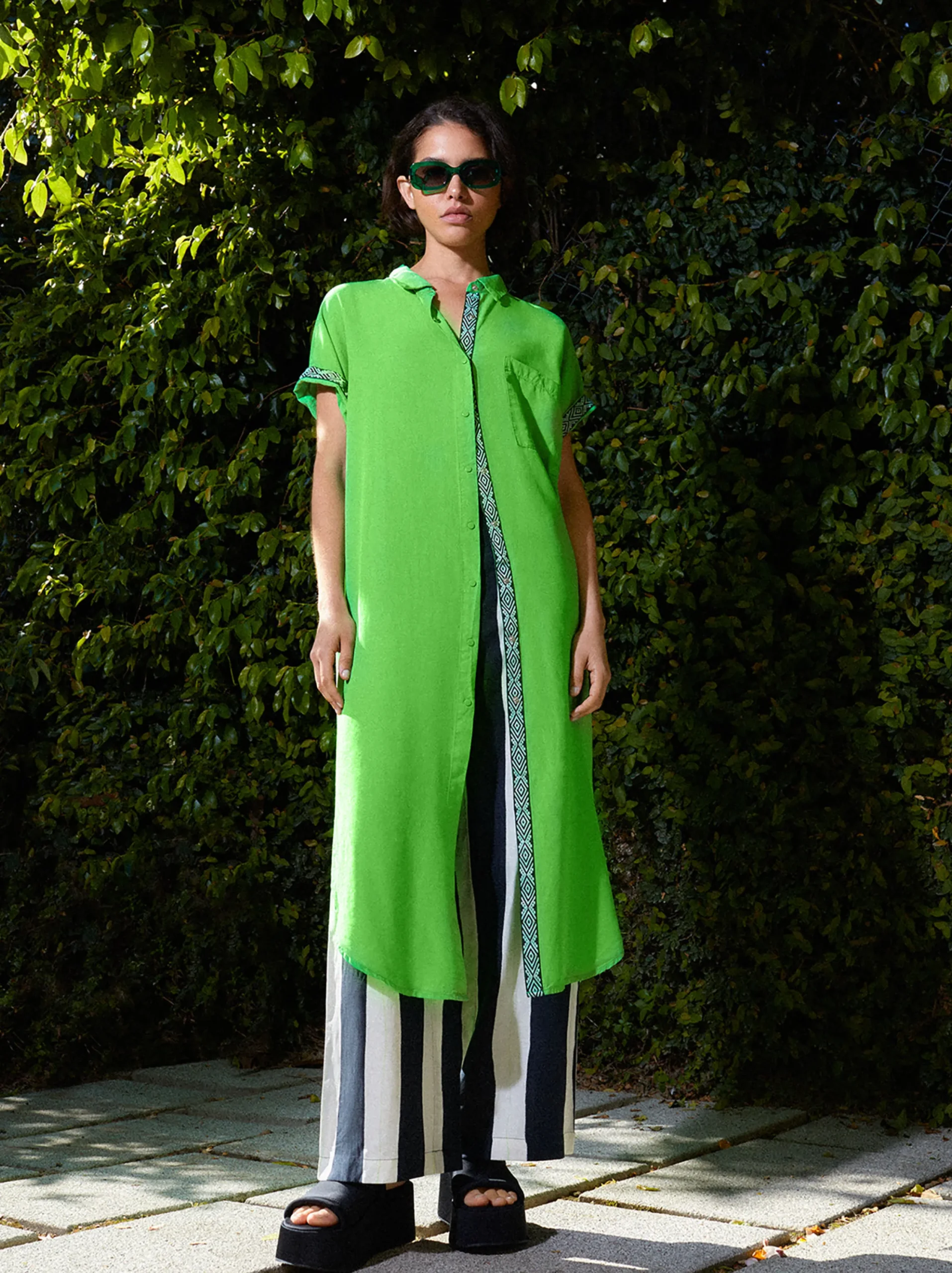 PARFOIS Vestido Camisero Lyocell Verde Best Sale