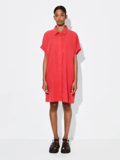 PARFOIS Vestido Camisero Lyocell Rojo Best Sale