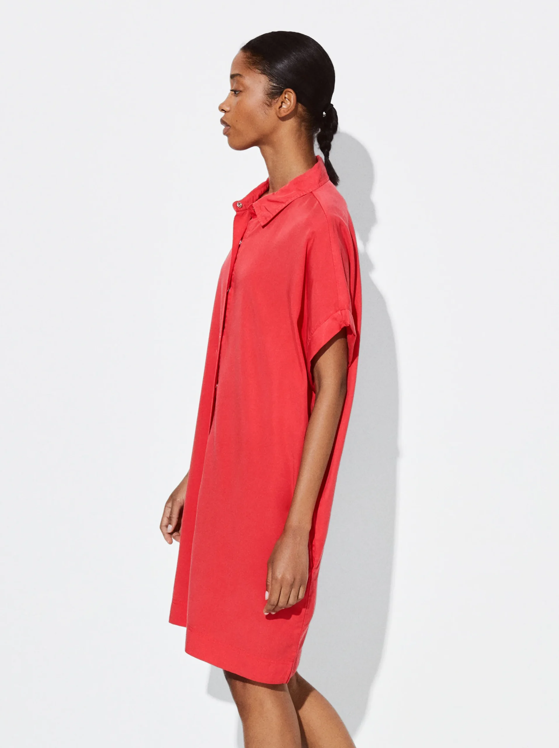 PARFOIS Vestido Camisero Lyocell Rojo Best Sale
