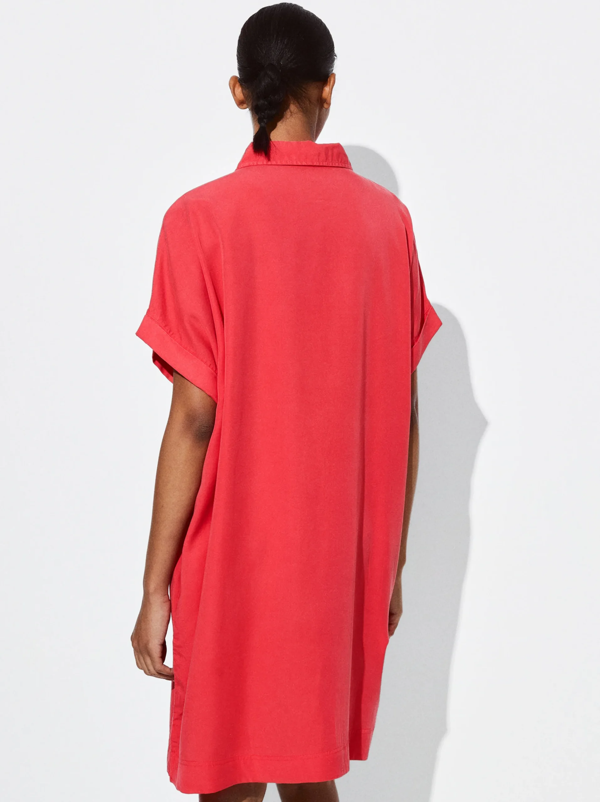 PARFOIS Vestido Camisero Lyocell Rojo Best Sale