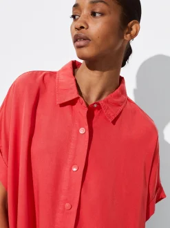 PARFOIS Vestido Camisero Lyocell Rojo Best Sale