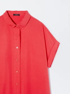 PARFOIS Vestido Camisero Lyocell Rojo Best Sale