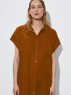 PARFOIS Vestido Camisero Lyocell Marr&oacute;n Best Sale