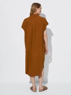 PARFOIS Vestido Camisero Lyocell Marr&oacute;n Best Sale