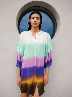 PARFOIS Vestido Camisero Tie-Dye Multicor Best Sale