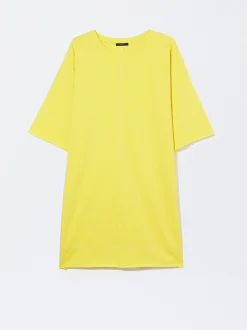 PARFOIS Vestido Corto Algod&oacute;n Amarillo Clearance