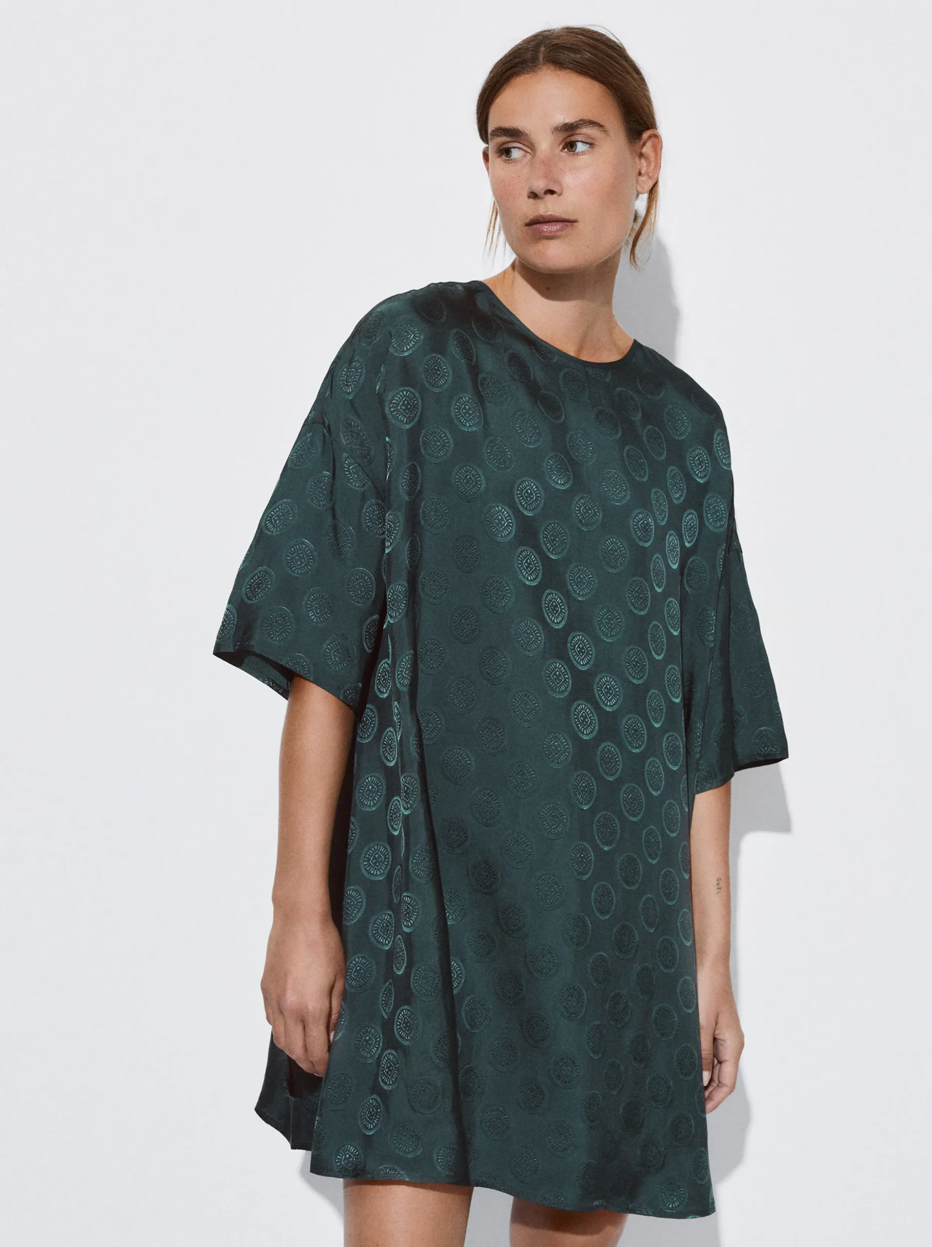 PARFOIS Vestido Corto Jacquard Com Lazos Verde Clearance