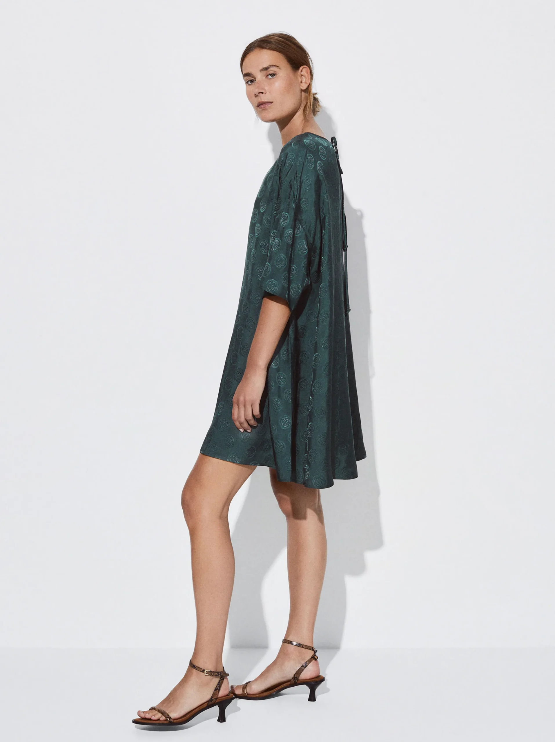 PARFOIS Vestido Corto Jacquard Com Lazos Verde Clearance