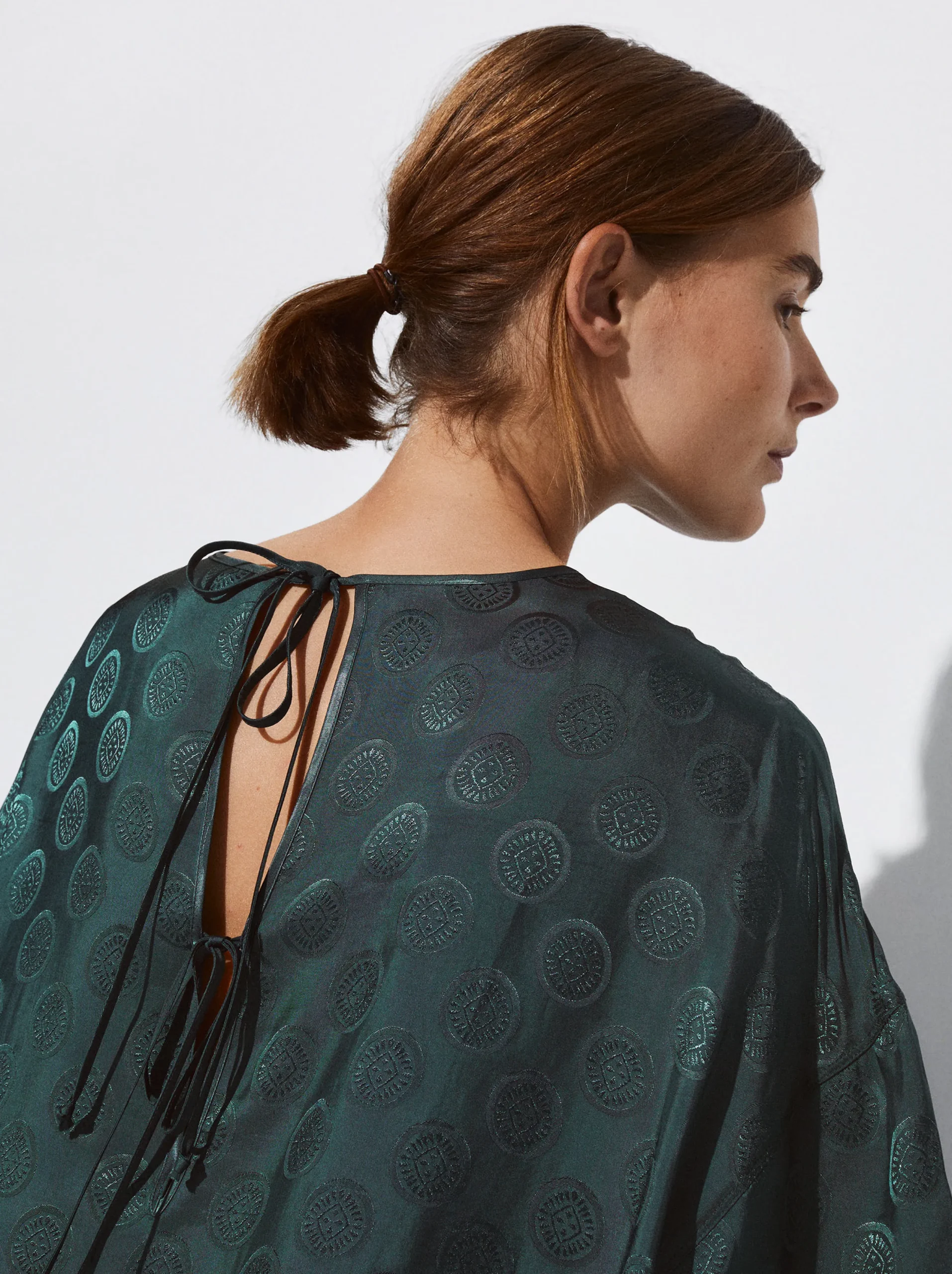 PARFOIS Vestido Corto Jacquard Com Lazos Verde Clearance