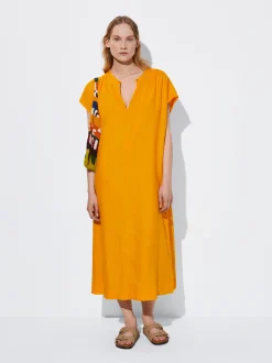 PARFOIS Vestido De Lino Naranja Best Sale
