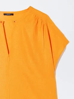 PARFOIS Vestido De Lino Naranja Best Sale