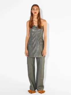 PARFOIS Vestido De Piel Sin Tirantes Gris Cheap