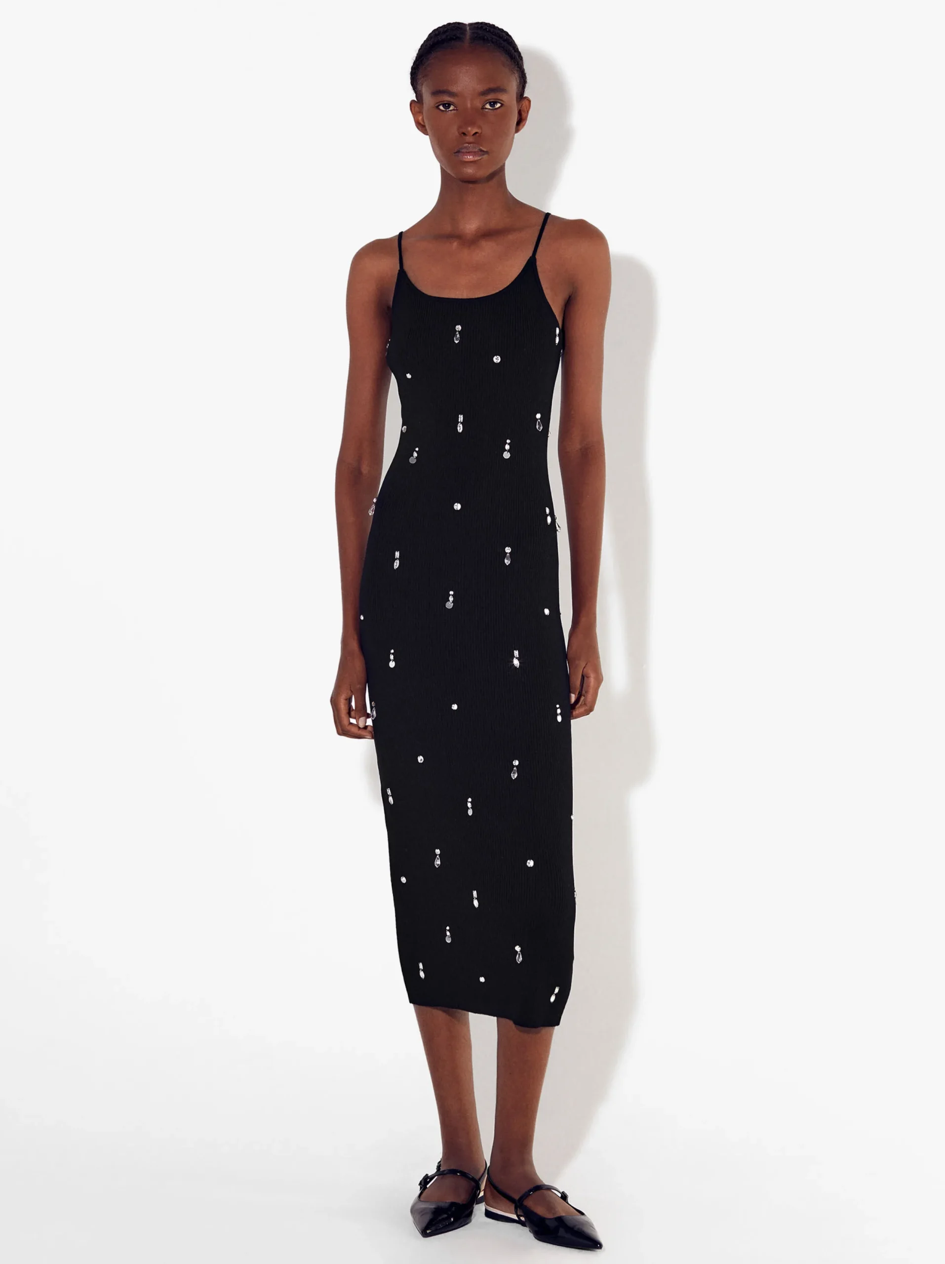 PARFOIS Vestido De Punto Con Aplicaciones Negro Store