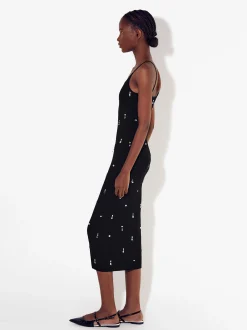 PARFOIS Vestido De Punto Con Aplicaciones Negro Store