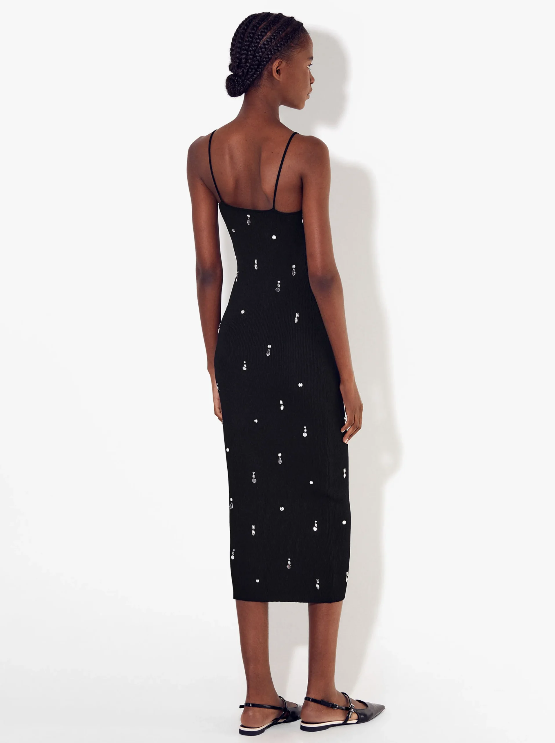 PARFOIS Vestido De Punto Con Aplicaciones Negro Store
