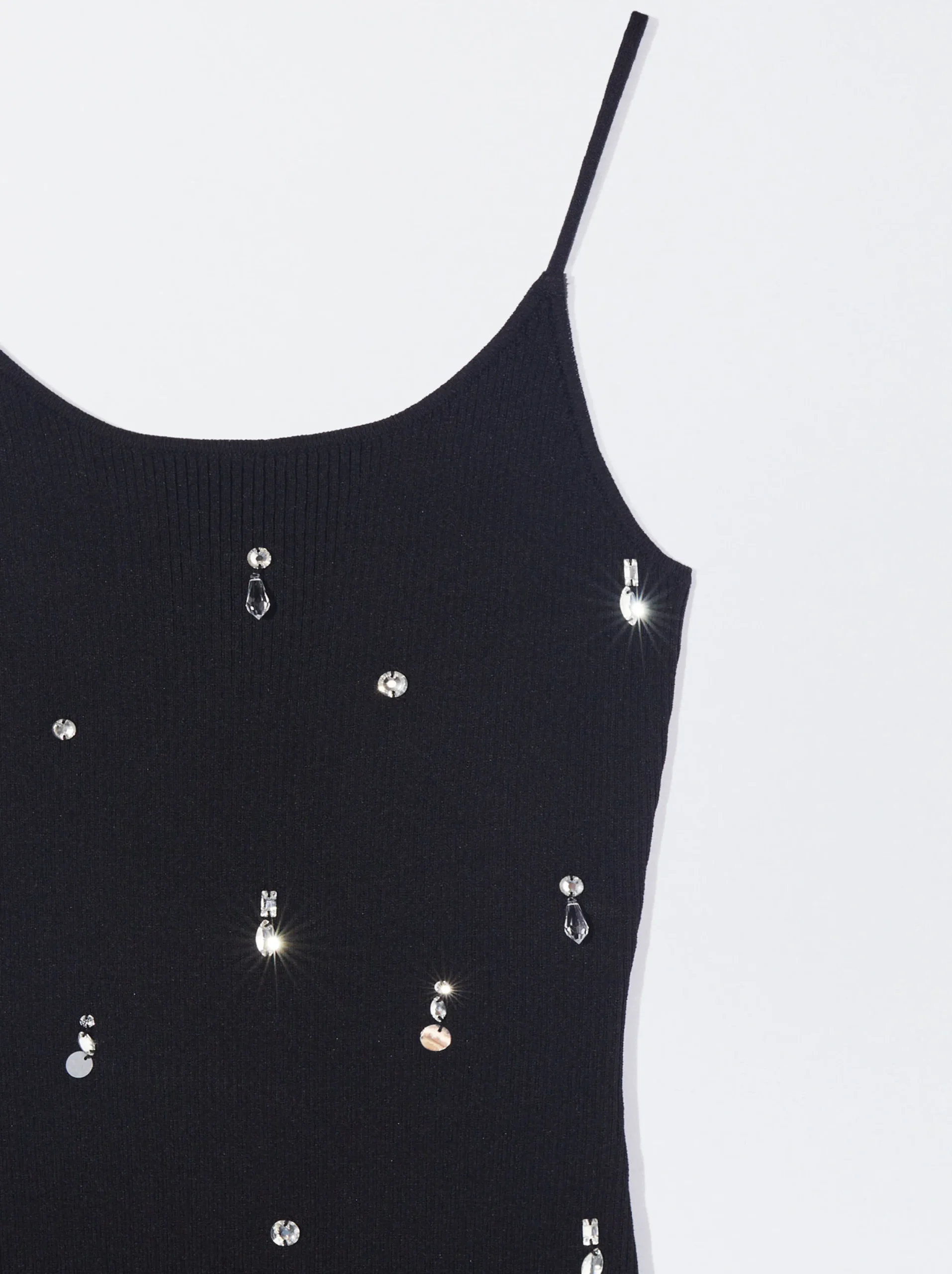 PARFOIS Vestido De Punto Con Aplicaciones Negro Store
