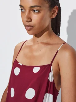 PARFOIS Vestido De Tirantes Estampado Burdeos Outlet