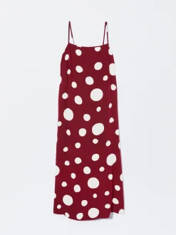 PARFOIS Vestido De Tirantes Estampado Burdeos Outlet