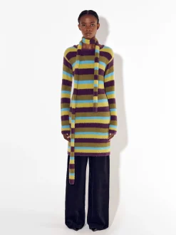 PARFOIS Vestido Efecto Pelo Con Rayas Multicor Cheap