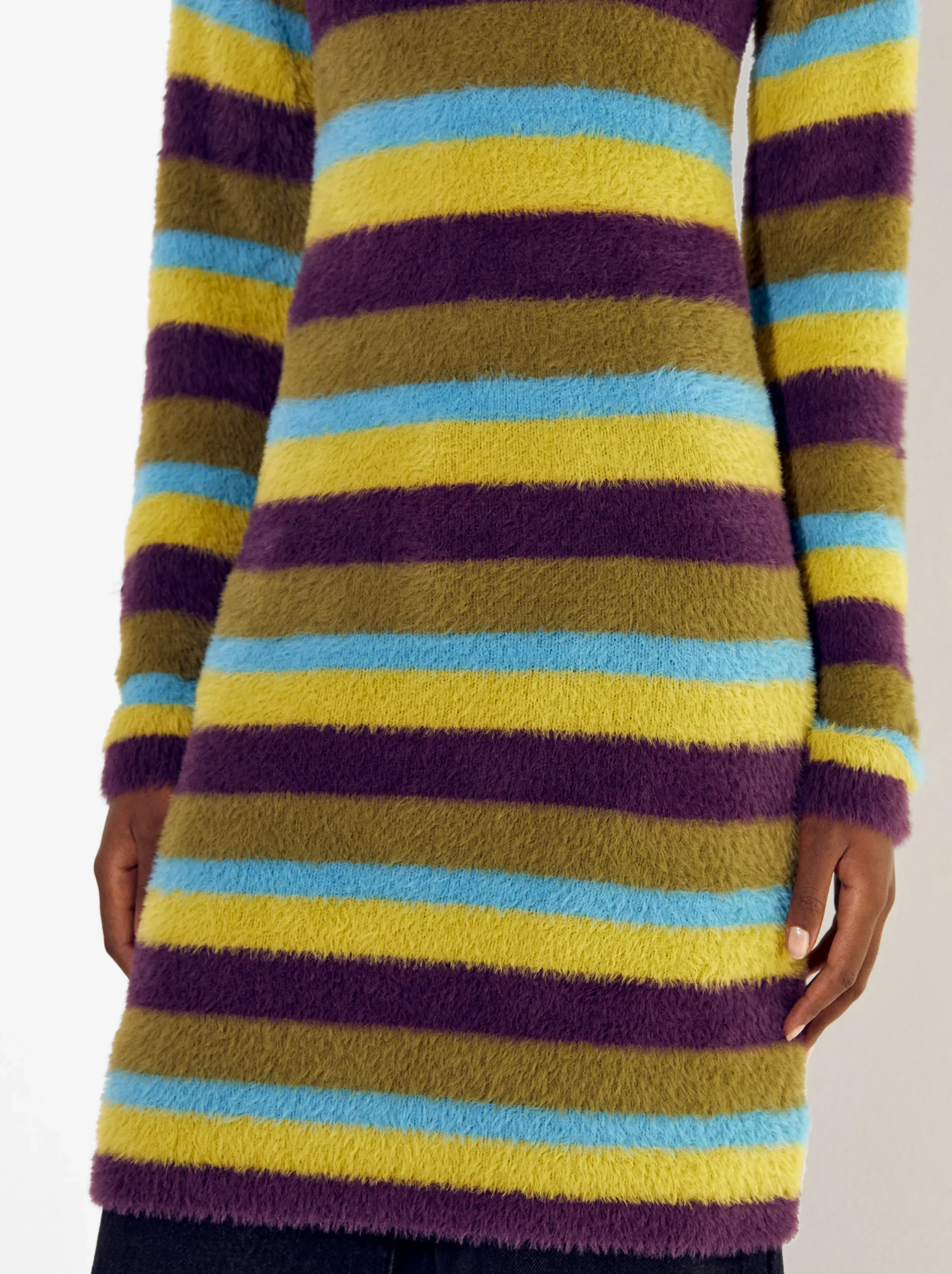 PARFOIS Vestido Efecto Pelo Con Rayas Multicor Cheap