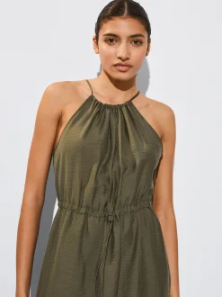 PARFOIS Vestido Fluido Cintura Ajustable Caqui Hot