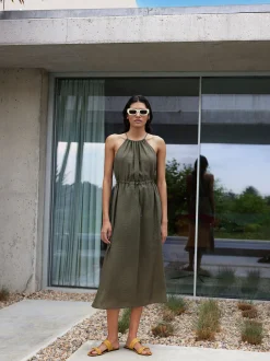 PARFOIS Vestido Fluido Cintura Ajustable Caqui Hot