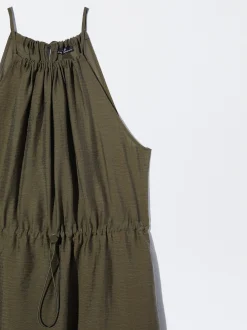 PARFOIS Vestido Fluido Cintura Ajustable Caqui Hot