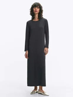 PARFOIS Vestido Largo Con Abertura Gris Best Sale