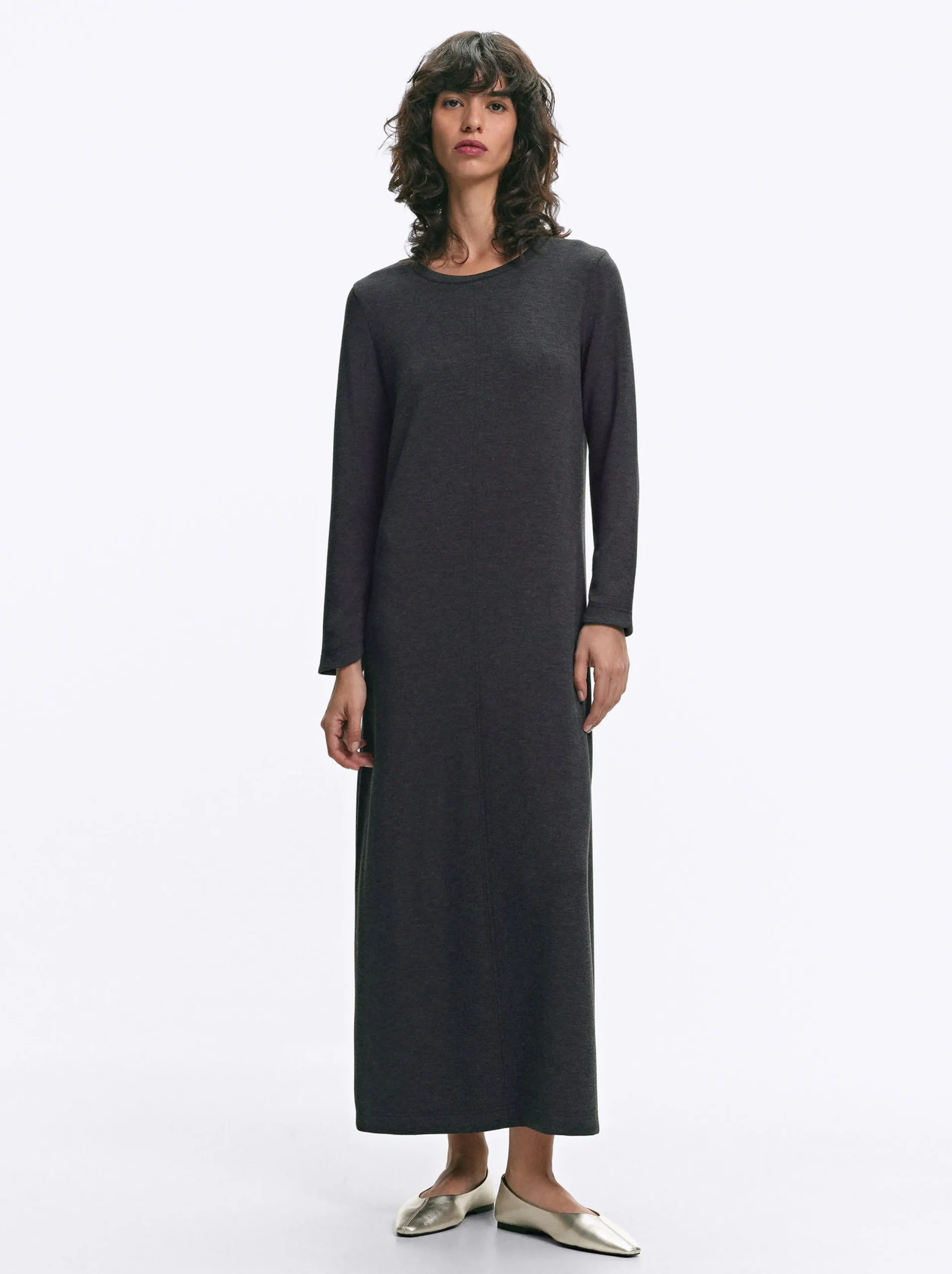 PARFOIS Vestido Largo Con Abertura Gris Best Sale