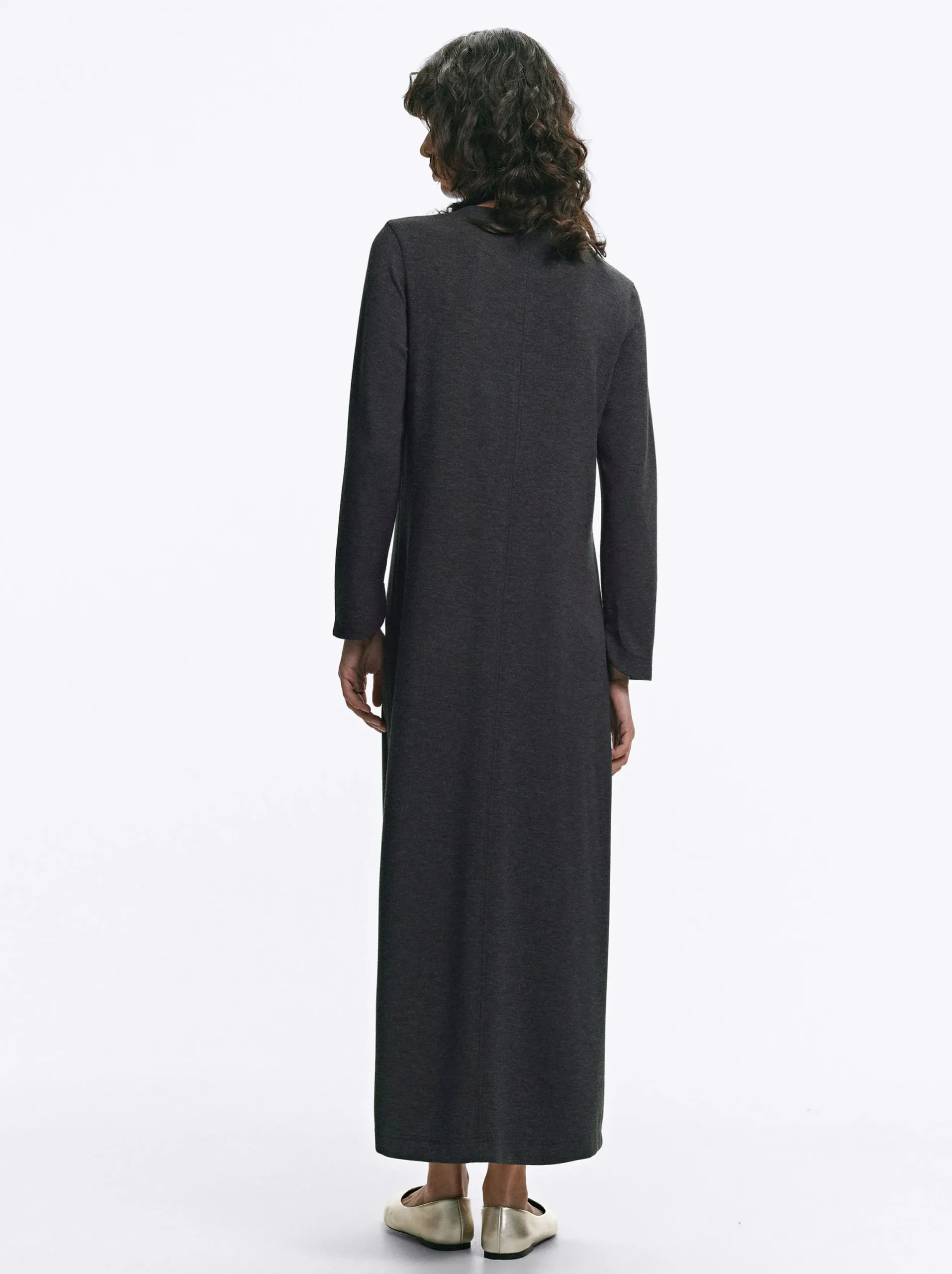 PARFOIS Vestido Largo Con Abertura Gris Best Sale